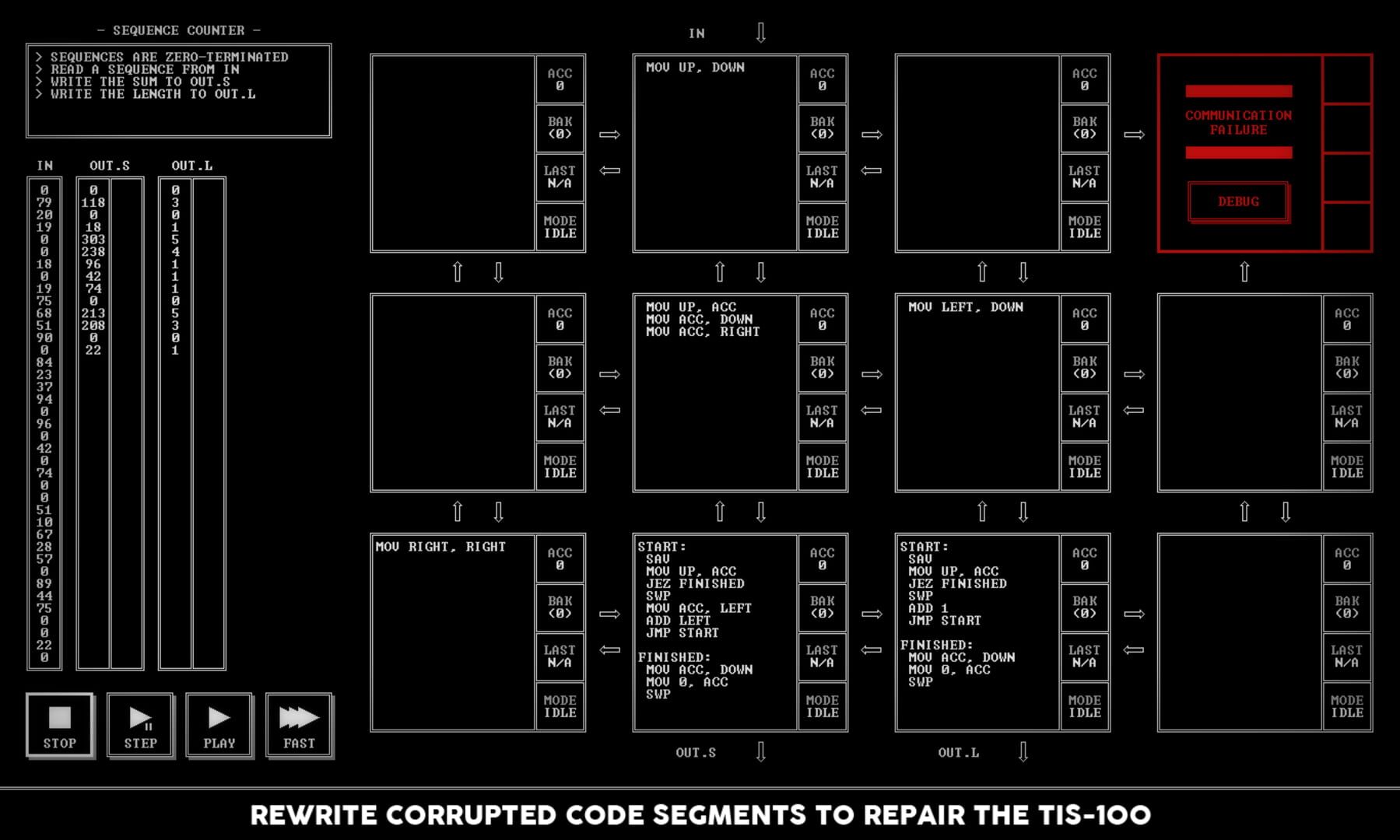 Screenshot for TIS-100