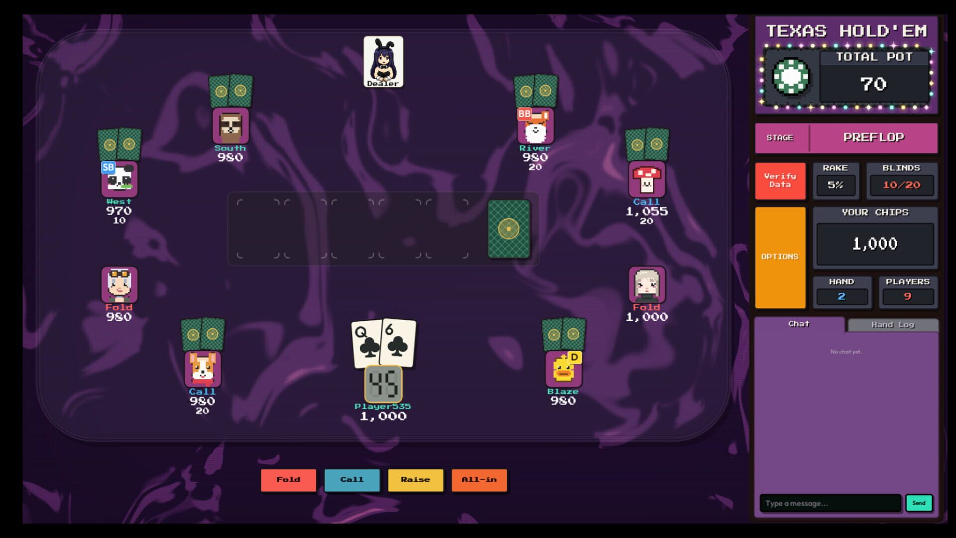 Screenshot for Pixel Texas Hold'em