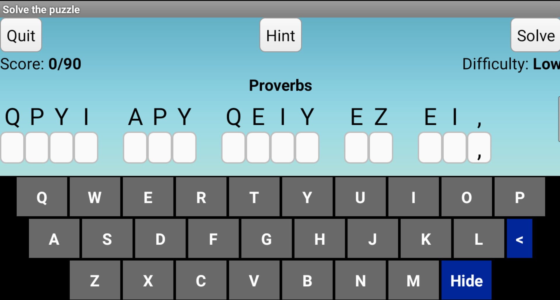 Screenshot for Cryptogram Puzzles