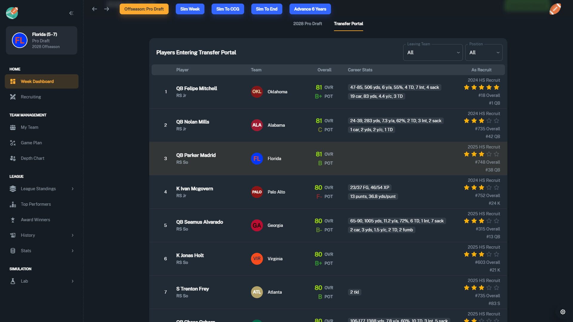 Screenshot for Football Coach: College Dynasty