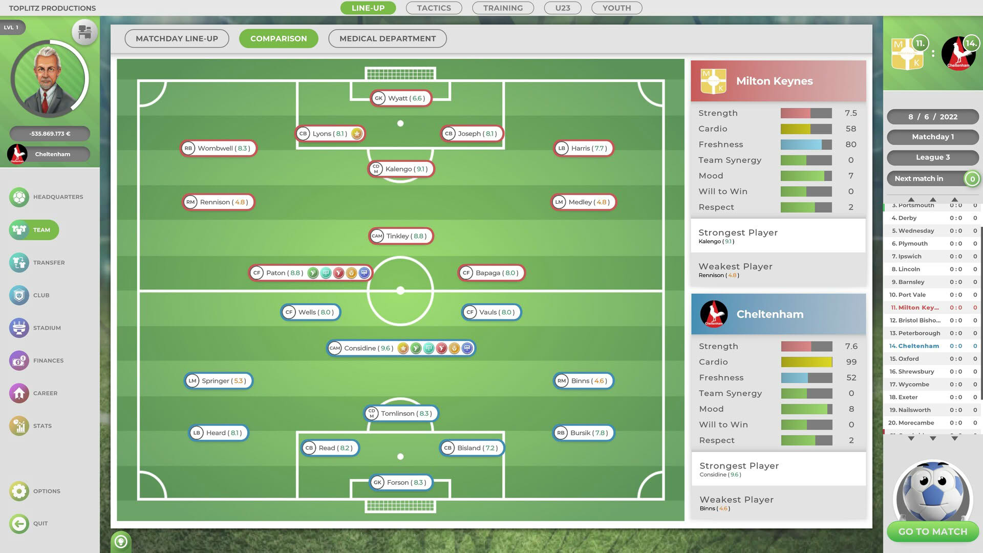 Screenshot for Goal!: The Club Manager