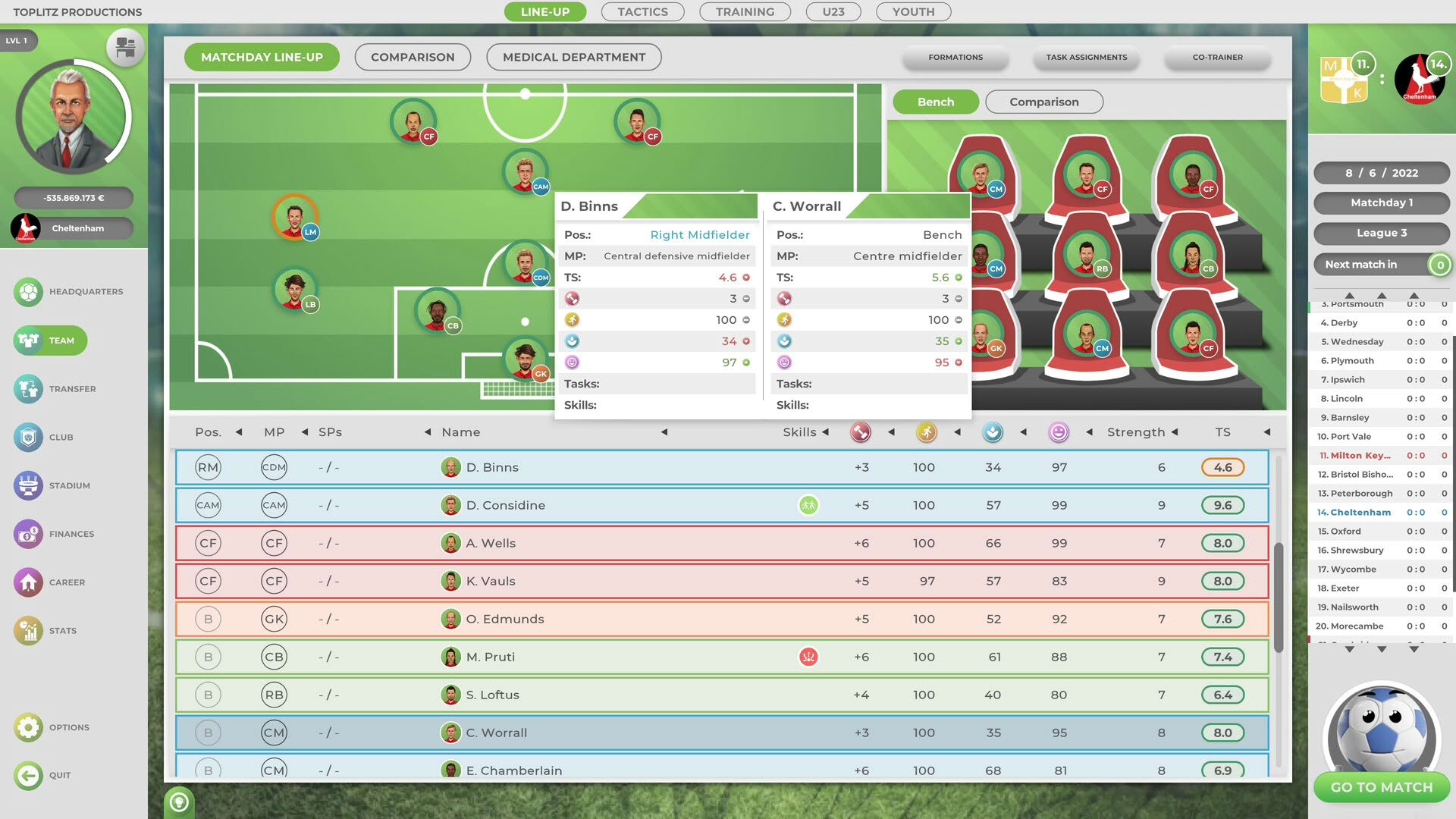 Screenshot for Goal!: The Club Manager