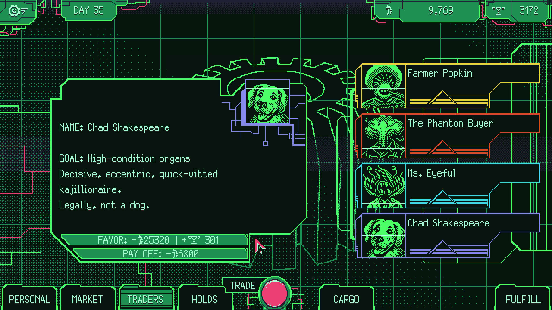 Screenshot for Space Warlord Organ Trading Simulator
