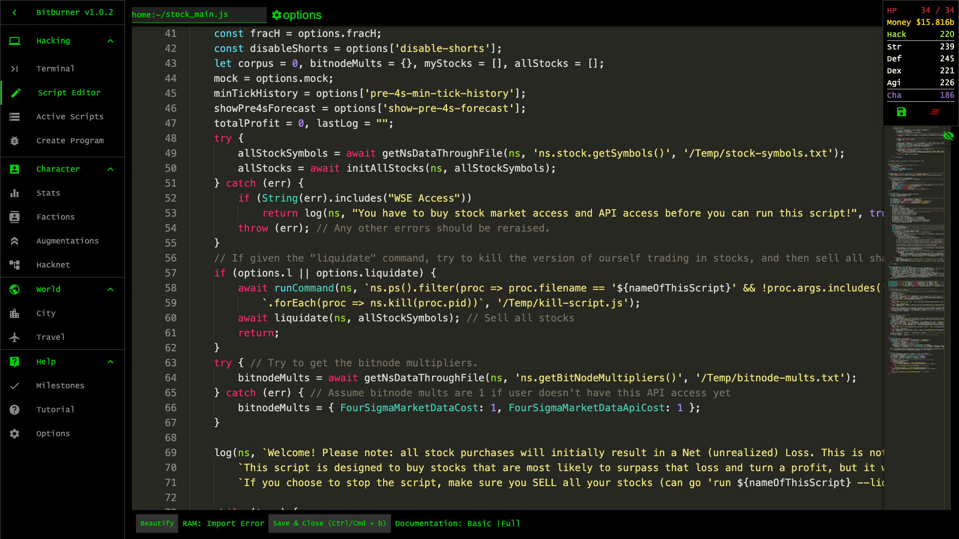 Screenshot for Bitburner