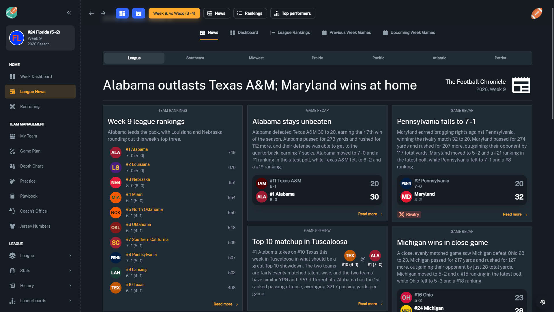 Screenshot for Football Coach: College Dynasty