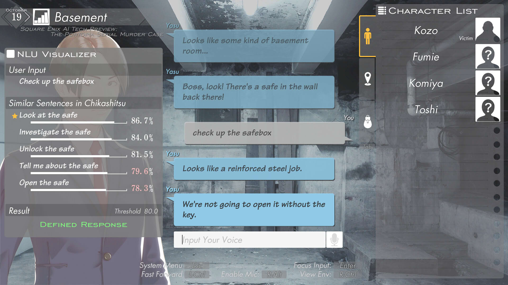 Screenshot for Square Enix AI Tech Preview: The Portopia Serial Murder Case