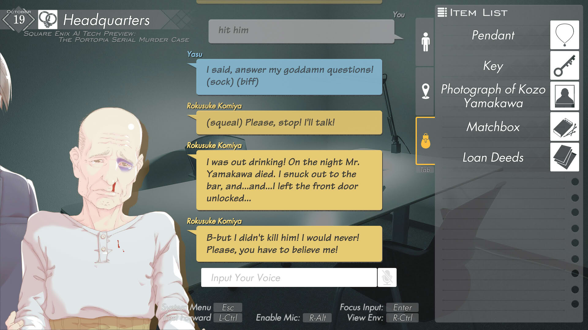 Screenshot for Square Enix AI Tech Preview: The Portopia Serial Murder Case