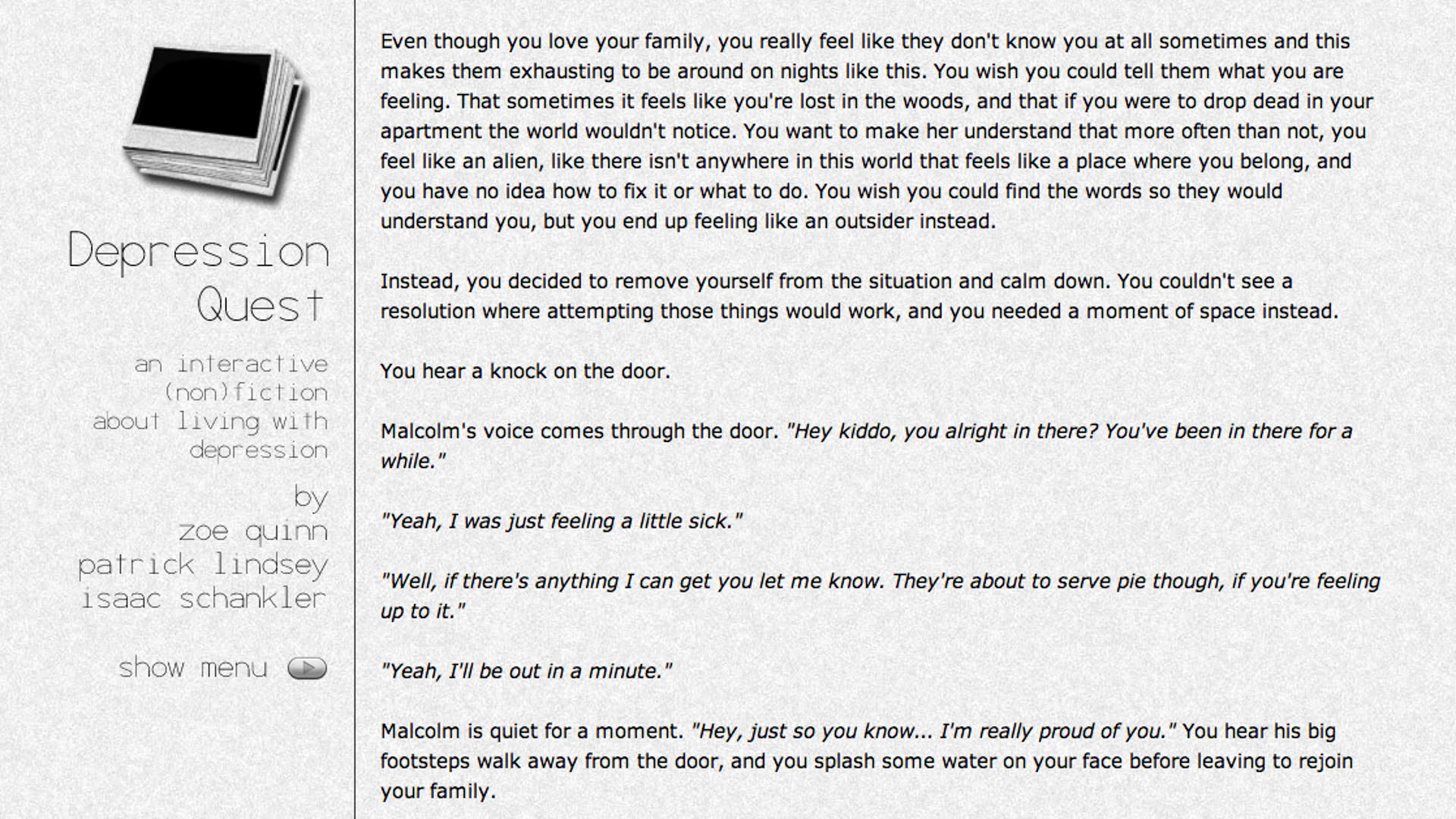 Screenshot for Depression Quest