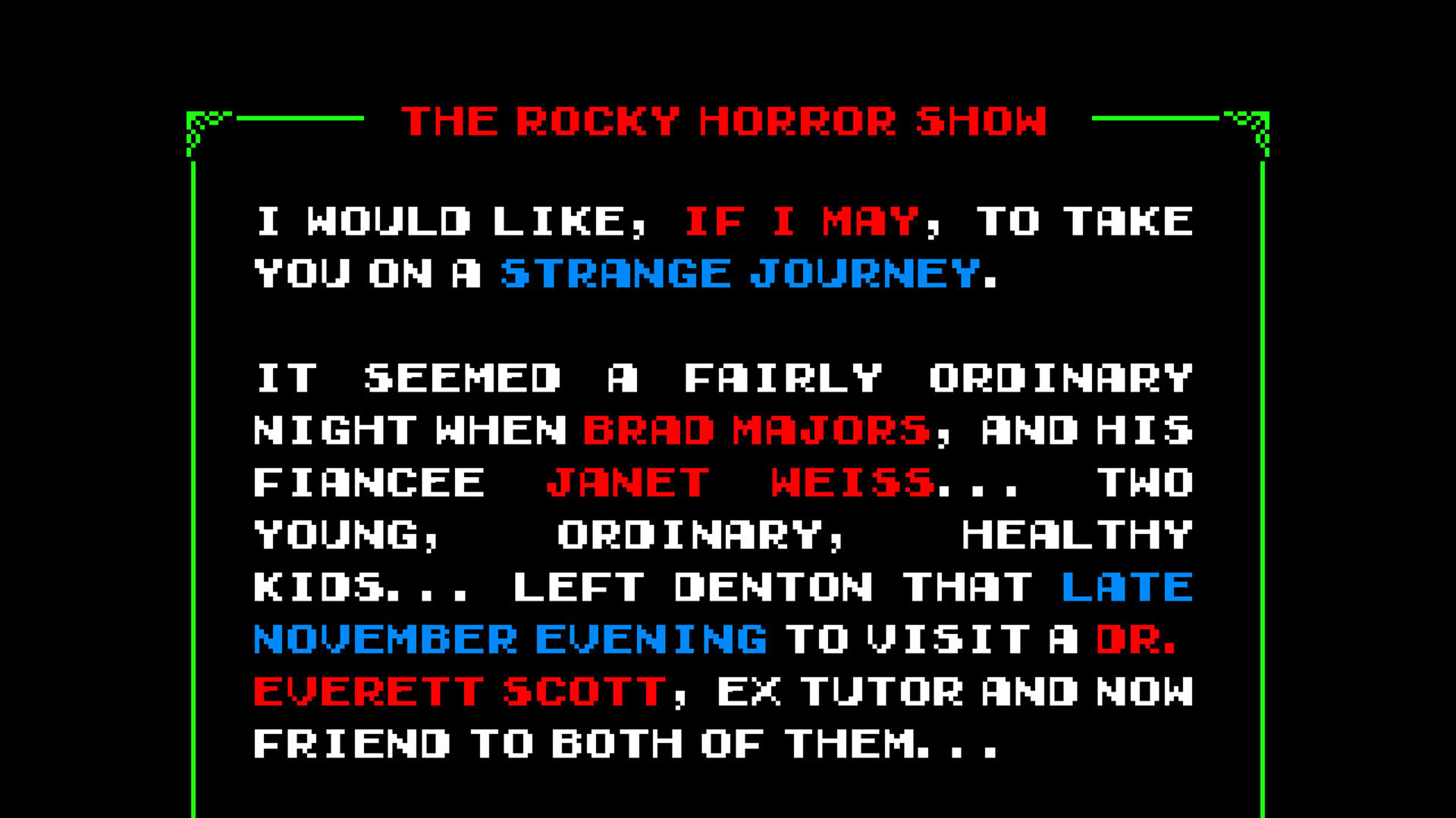 Screenshot for The Rocky Horror Show Video Game