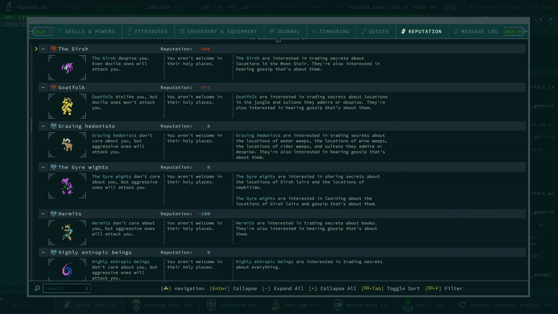 Screenshot for Caves of Qud