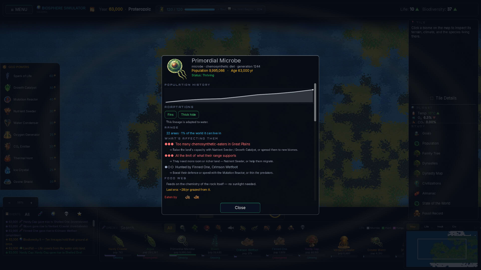 Screenshot for Biosphere Simulator