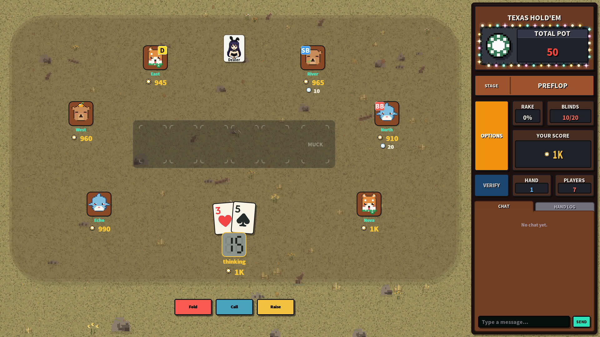Screenshot for Pixel Texas Hold'em