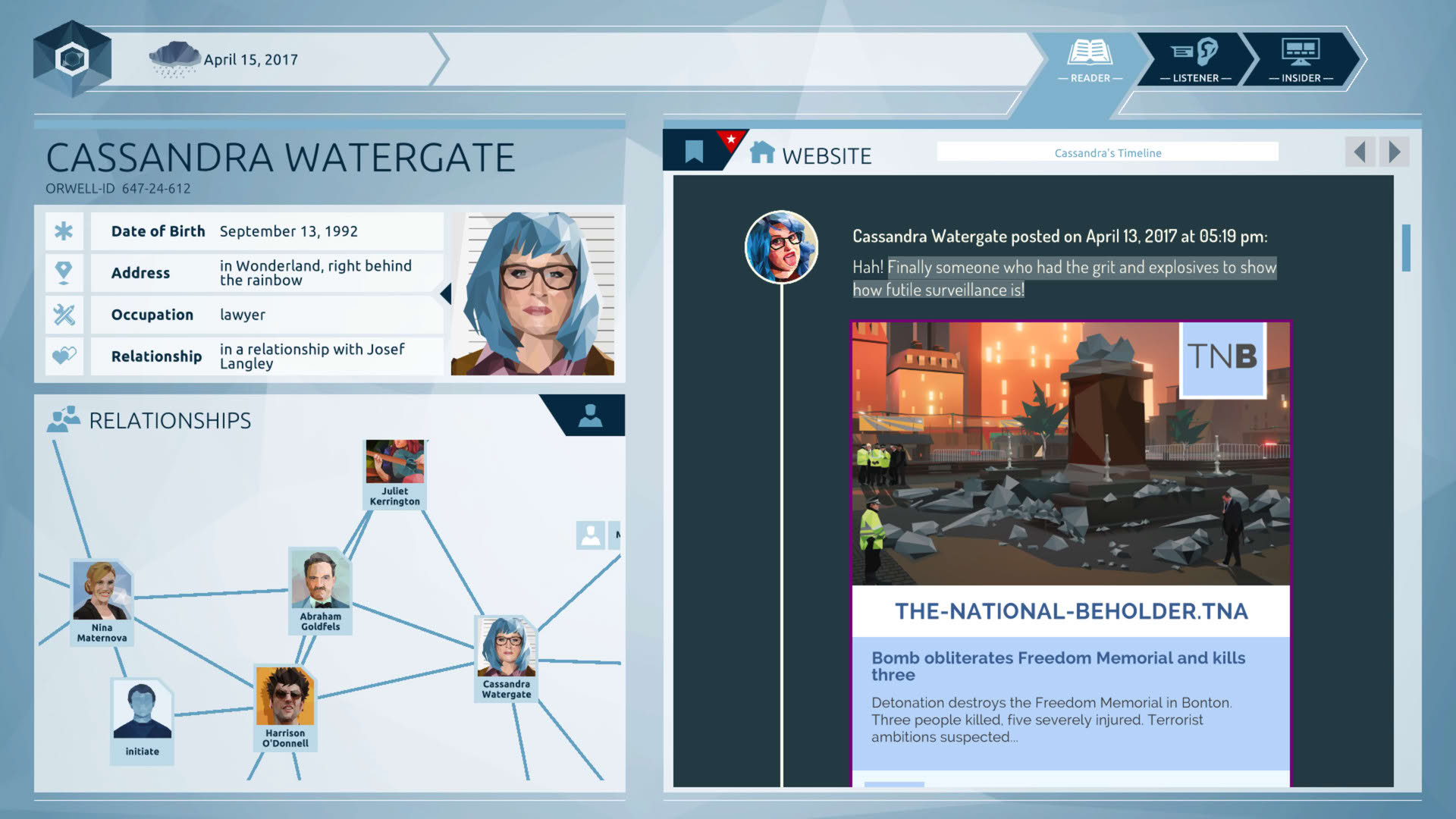 Screenshot for Orwell: Keeping an Eye on You