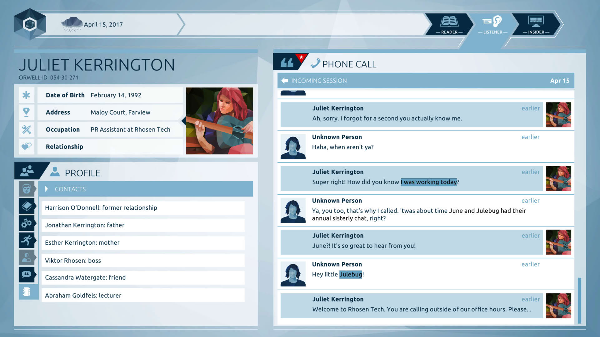 Screenshot for Orwell: Keeping an Eye on You