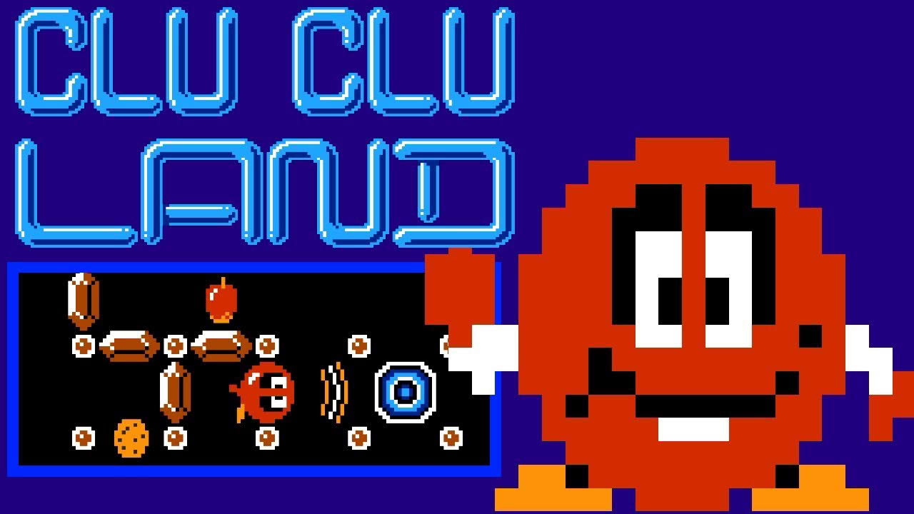 Clu Clu Land (Famicom, 1984 / NES, 1985) — 40 Lands (1P) 🐡💰🌀